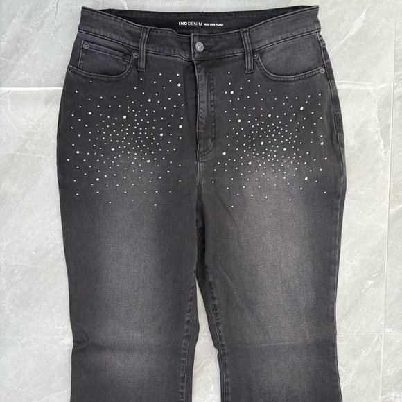 NWOT Women’s INC Denim High-Rise Rhinestone Studded Flare Jeans Plus Size 14 - Picture 3 of 16